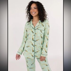 Mint Green Champagne Print Pajama Set